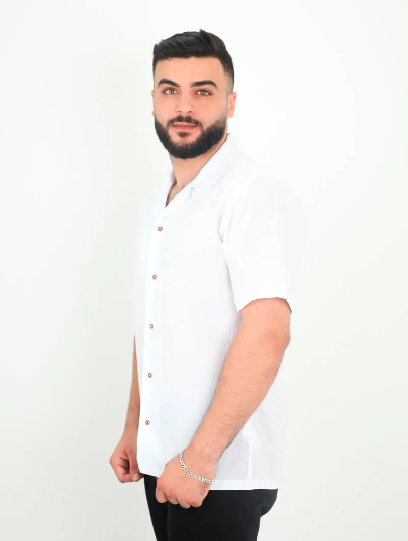 Chemise à manches courtes avec lin